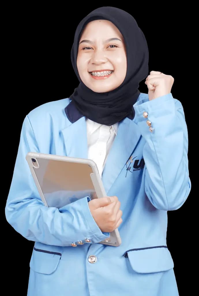 Mahasiswi Universitas Bandar Lampung mengenakan almamater biru